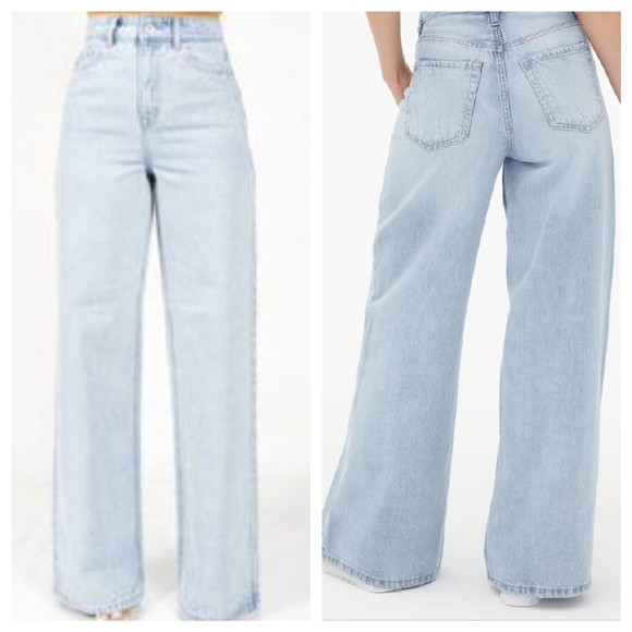 NWT Skinny Fries Super High Rise Wide Leg Light Wash Jeans - Picture 2 of 7